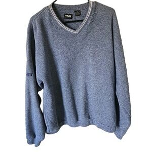 Ping Golf Sweater Mens XL Blue V-Neck Pullover Knit Embroidered Logo Classic Fit